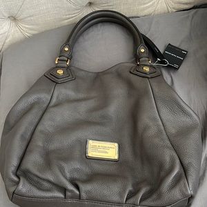 MARC JACOBS Grey Leather Top Handle Crossbody Women’s Workwear Satchel Tote